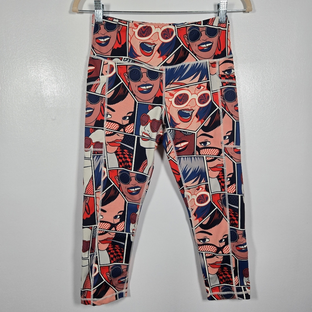 Constantly Varied Gear Pop Art Cropped Capri Athletic Workout Legging Size Small